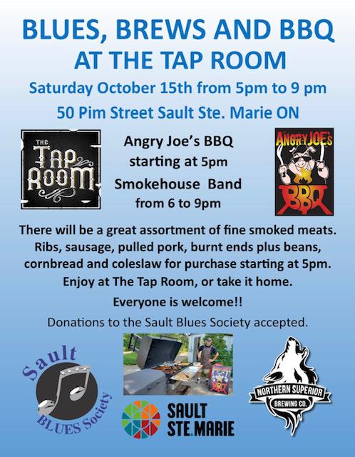 Blue, Brews and BBQ event poster